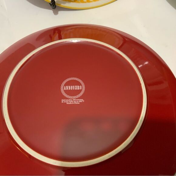 Annovero Salad Plates - Modern Boho Dish Set of 5 Porcelain Stoneware Dinnerware - Picture 7 of 11